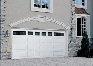 Ranch Style Etched Glass Garage Doors by Raynor