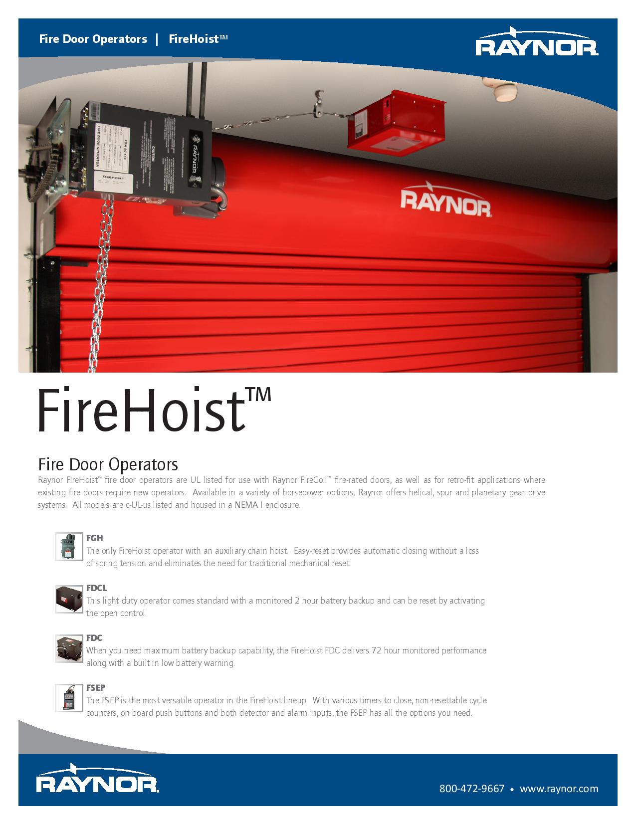 FireHoist Fire Door Operators by Raynor ♦ Professional Installation