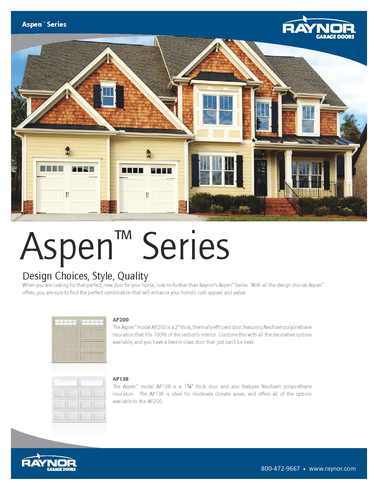 Residential Aspen Series Garage Doors by Raynor ♦ Pro Installation • ♦